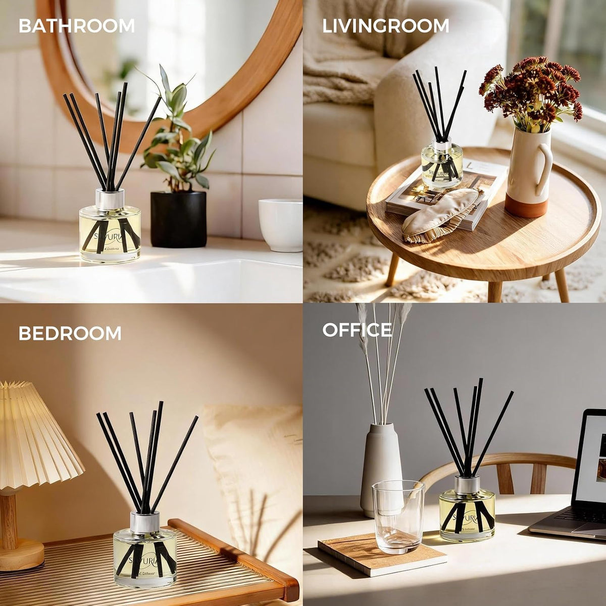 2-Pack Reed Diffuser Set,Wild Mint & Eucalyptus Scented