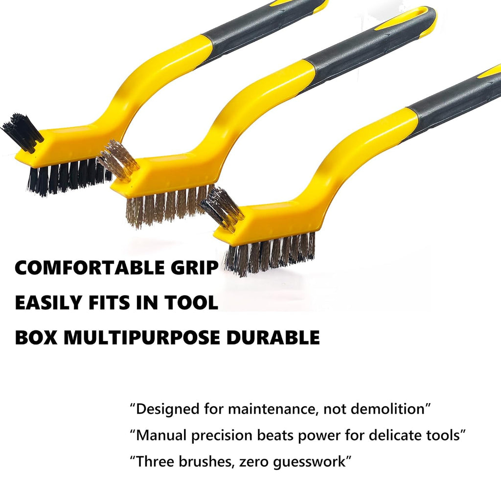Rust Remover Wire Brush Set, 6 Pcs Brass/Stainless Steel/Nylon