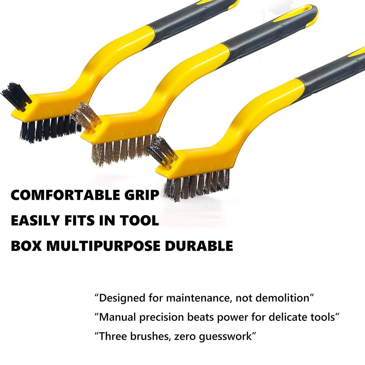 Rust Remover Wire Brush Set, 6 Pcs Brass/Stainless Steel/Nylon
