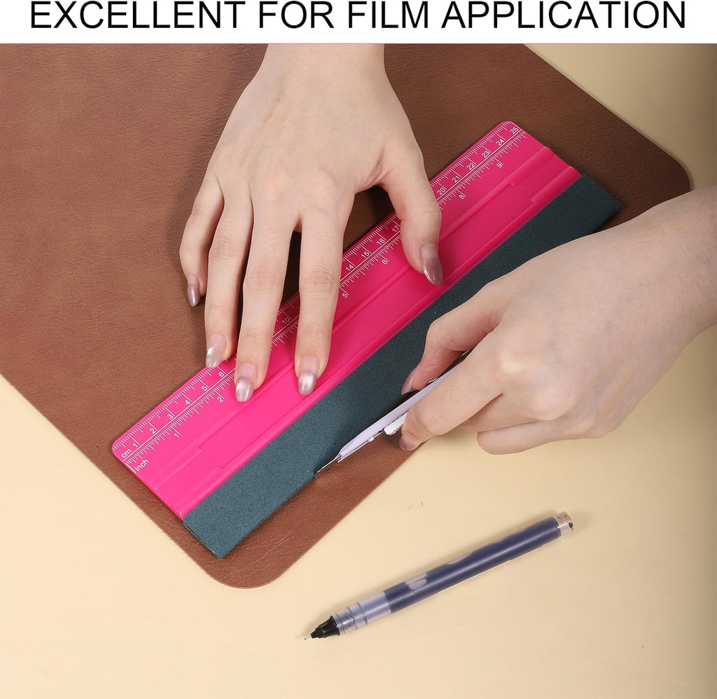 Professional Felt Squeegee for Vinyl, 10 Inch Vinyl Squeegee Tool with Ruler Wallpaper Squeegees for Wallpaper, Window Film, Craft, Suede