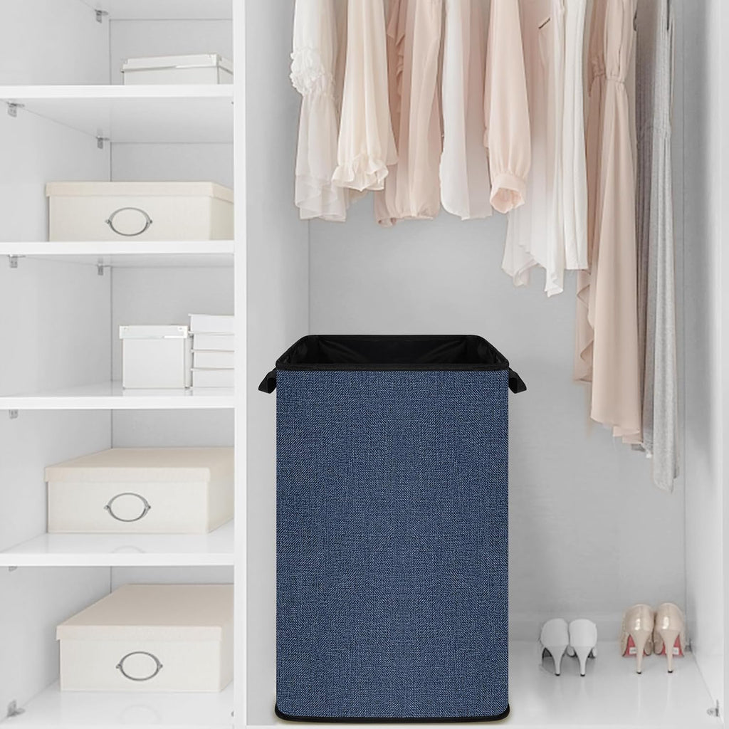 SNIGJAT Large Laundry Basket, 80 L Collapsible Tall Hamper with Handle Blue