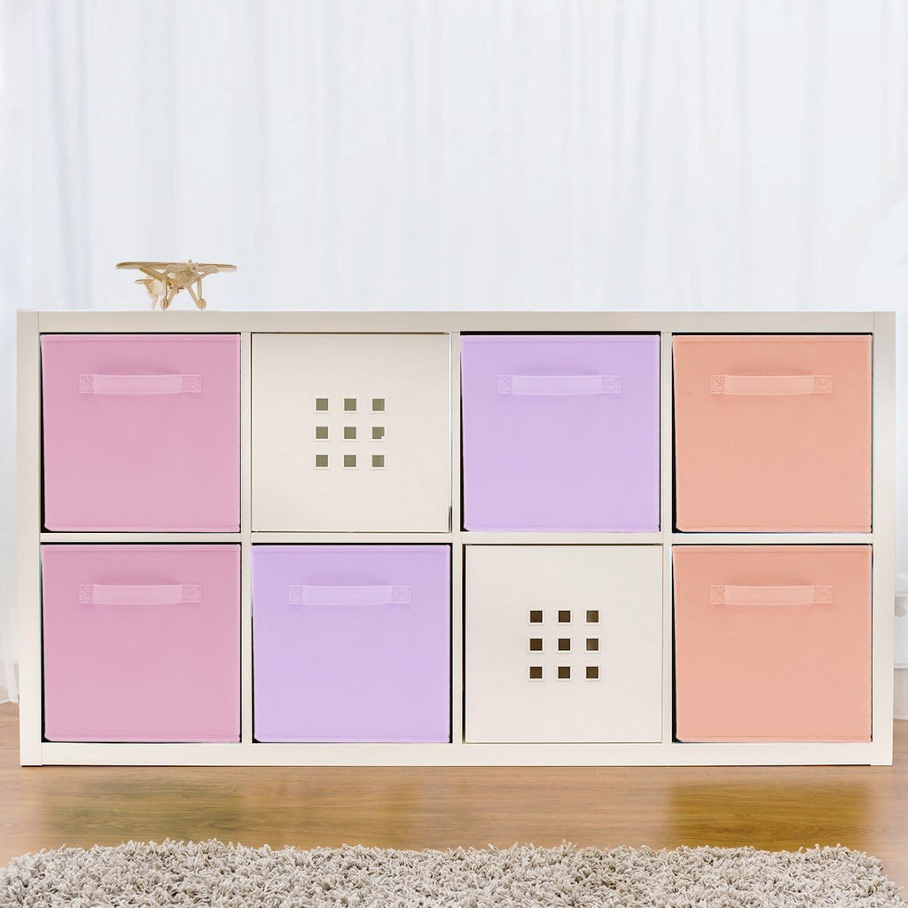 Sorbus 6-Pack Fabric Storage Cubes (11 Inch, Pastel Pink Orange Purple)