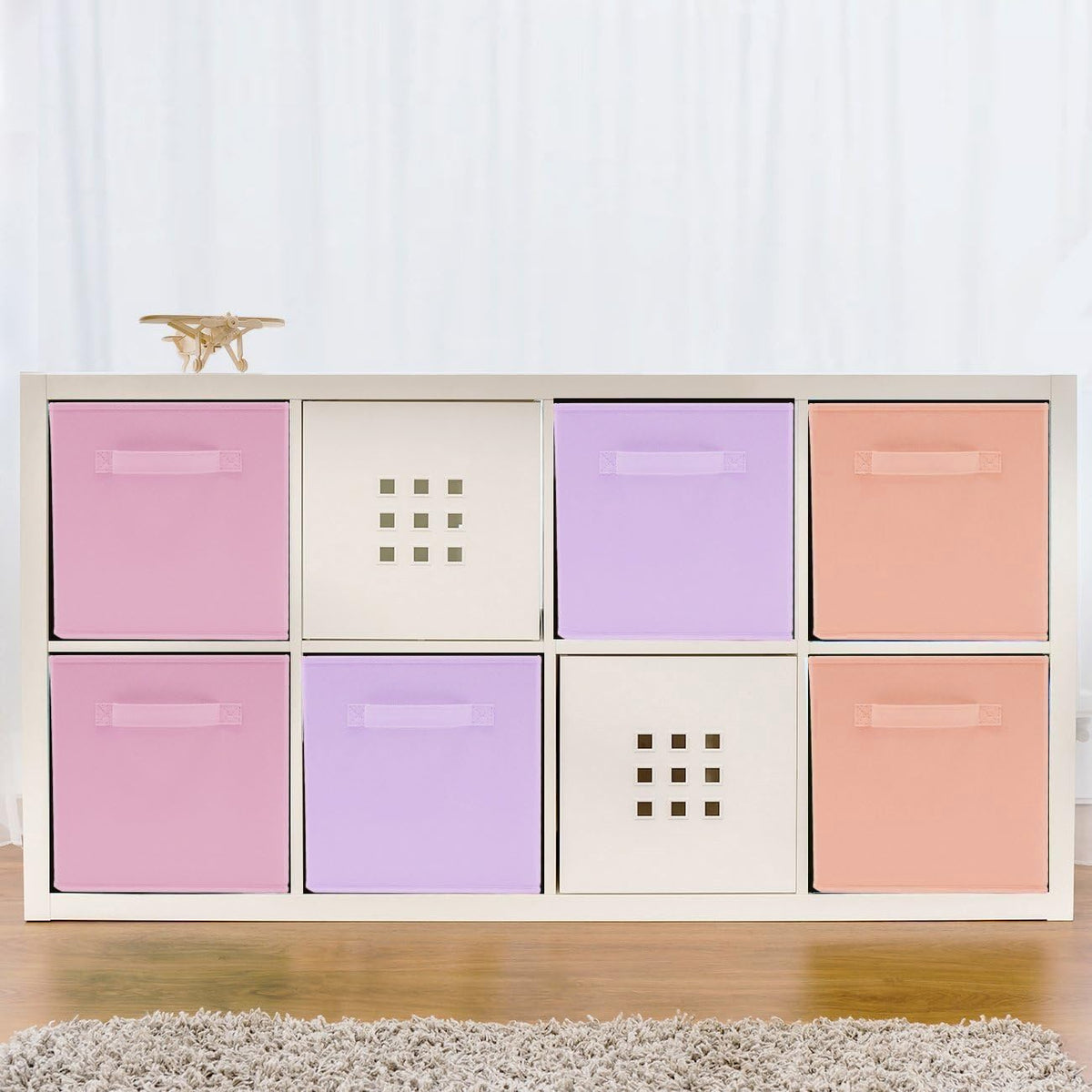 Sorbus 6-Pack Fabric Storage Cubes (11 Inch, Pastel Pink Orange Purple)
