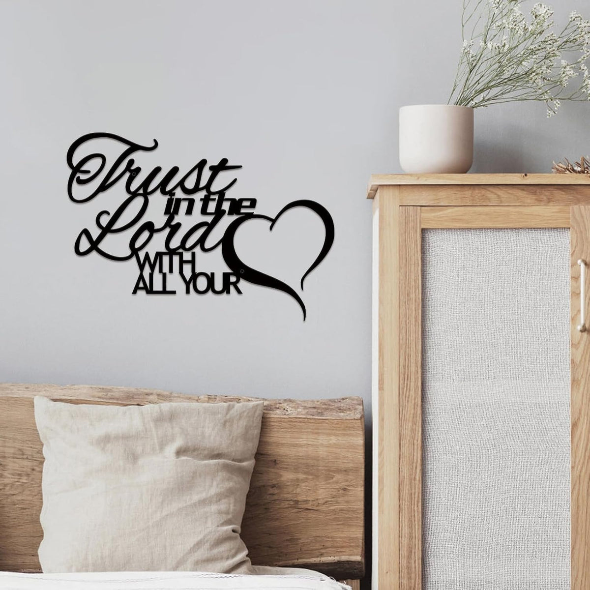 ESTART Trust in the Lord with all Your Heart Metal Wall Decor Sign