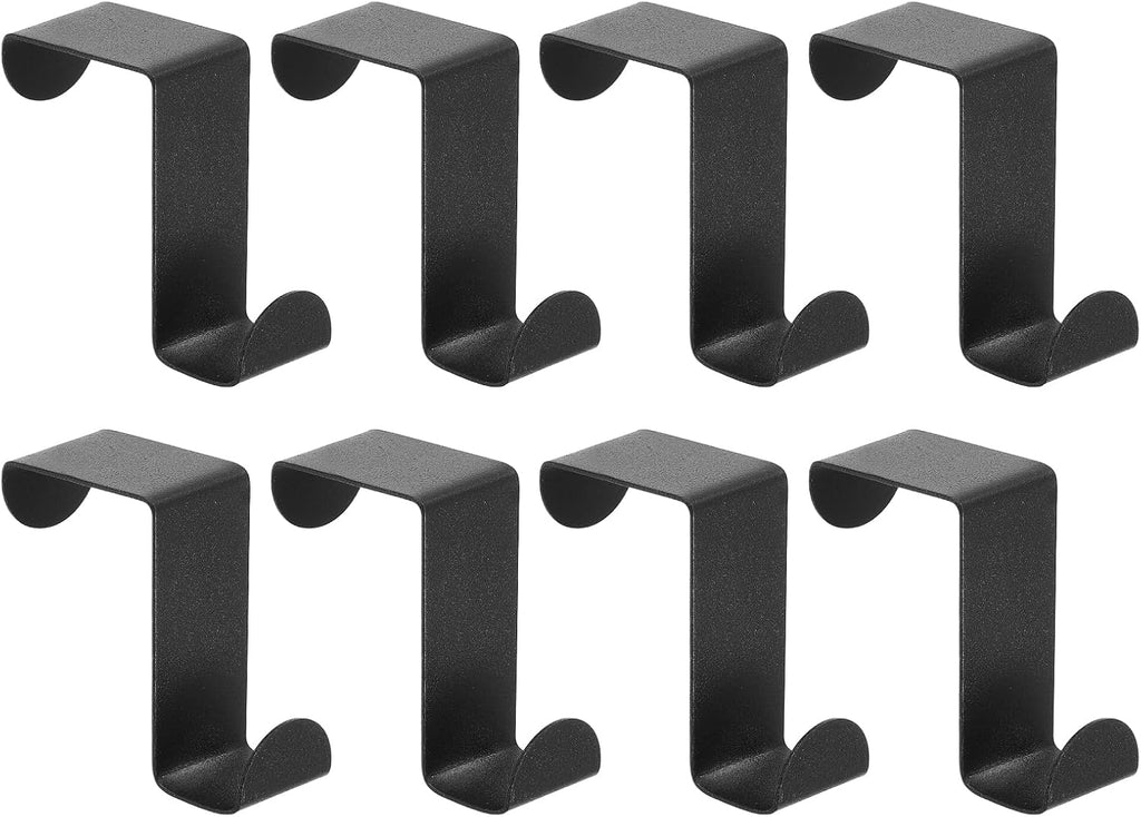 uxcell Over The Door Hooks,8pcs - Stainless Steel Door Hangers Hooks, S-Shaped Double Hooks for Hanging Clothes, Hats, Towels (Black)