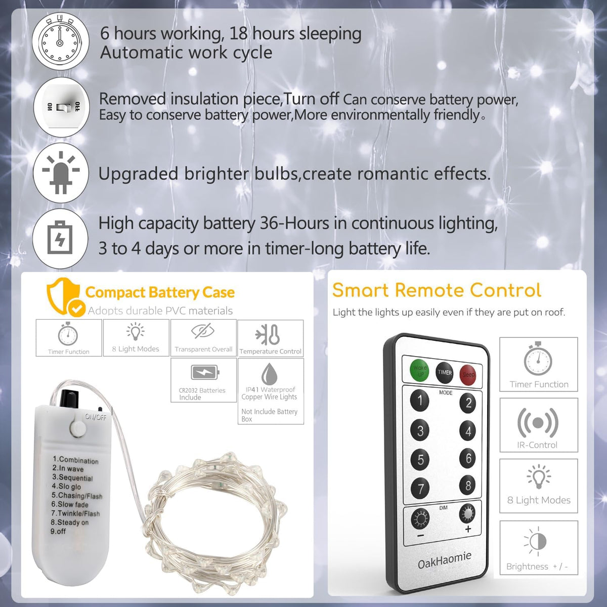 6 Pack Fairy Lights Battery Operated String Lights w/ Timer,2 Remotes,20LED