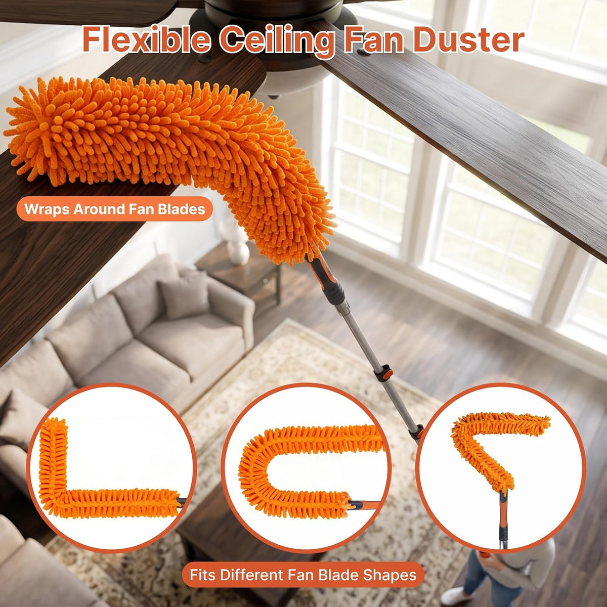 20FT High Ceiling Duster Kit, High Reach Duster with 4-12FT Extension Pole