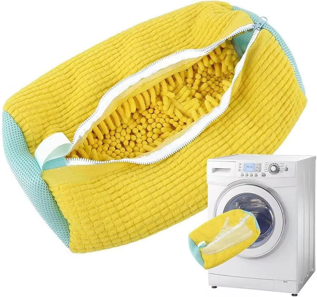 2PCS Shoe Washing Machine Bag, Reusable Shoe Cleaning Laundry Bag for Sneakers, Fits All Types & Sizes (Yellow)