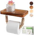 Toilet Paper Holder with Shelf Farmhouse Boho Rope Bathroom Decor