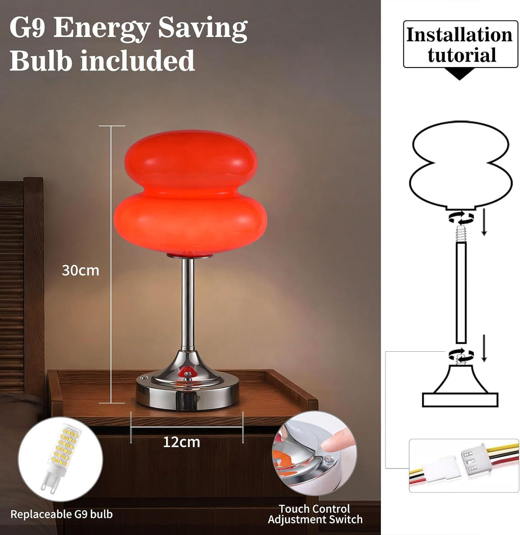 Cordless Mushroom Lamp Table Lamp for Bedroom, Battery Operate Mini Modern Mid Century Lamps,Unique Aesthetic Home Living Room Decor