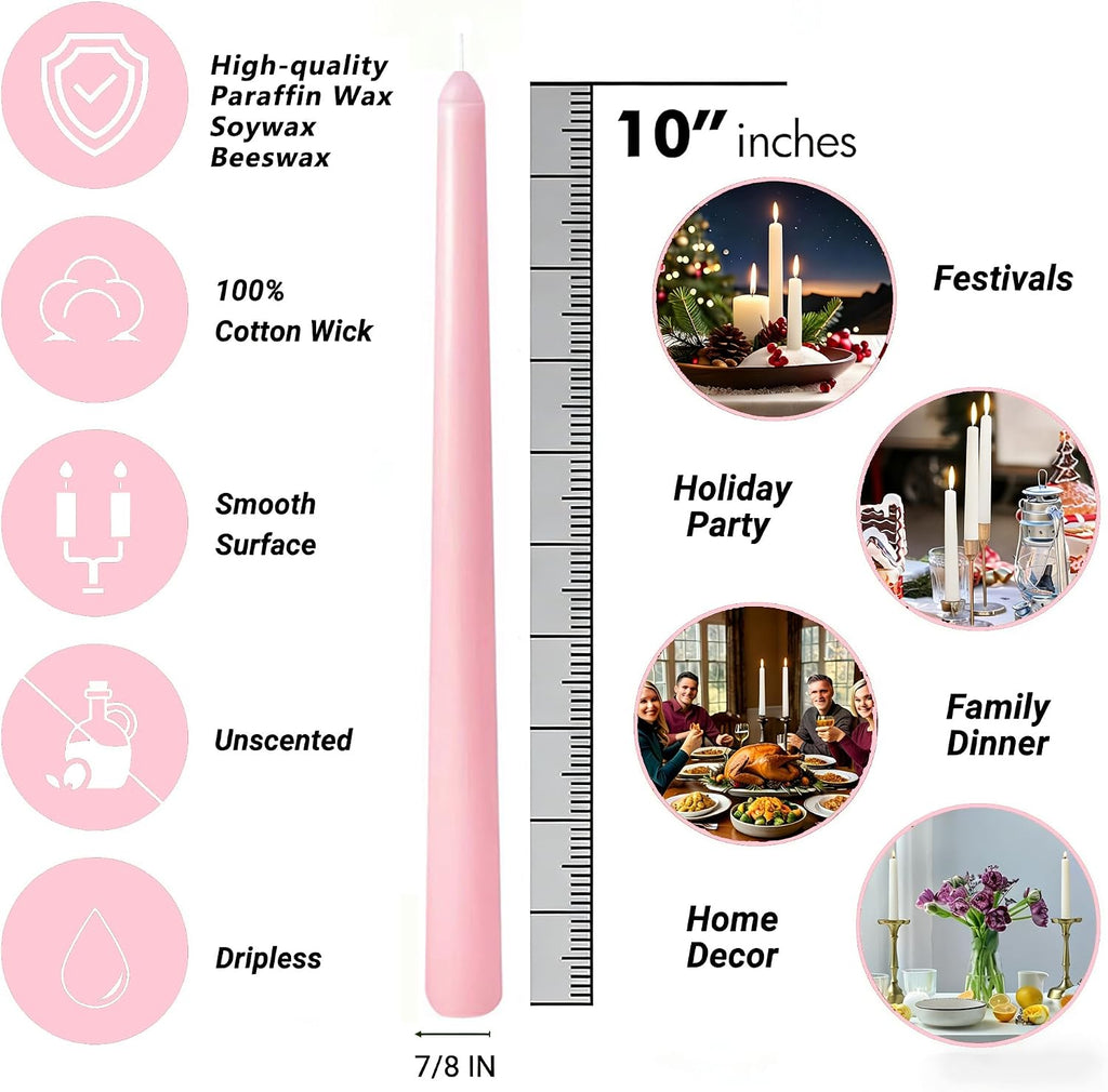 Baby Pink Elegant Taper Candles for Romantic Home Décor and Events