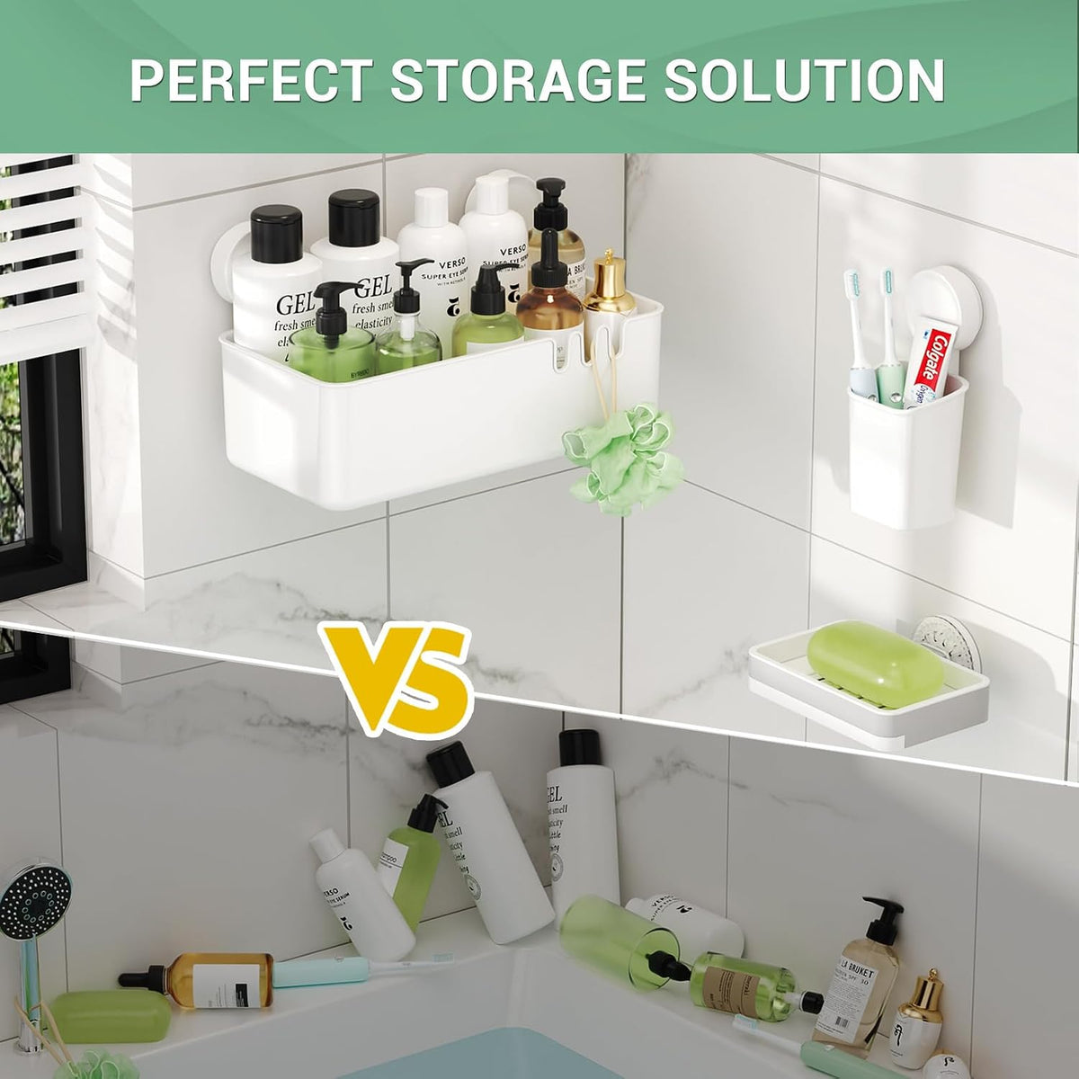 LUXEAR Shower Caddy Suction Cup Shower Basket 3 Pack