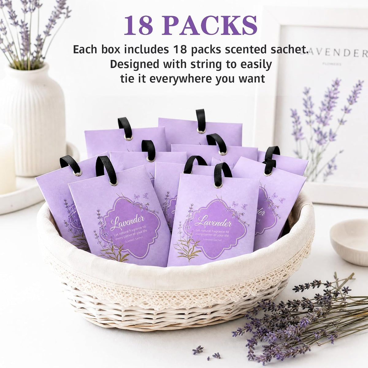 18 Pack Lavender Scented Sachets, Long‑Lasting Fragrance Sachet Bags