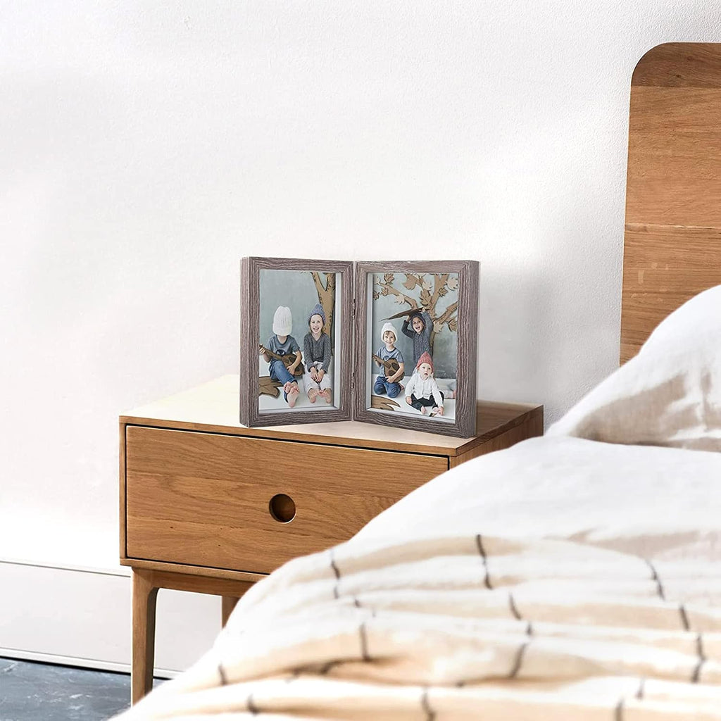 AVEAX Double 5x7 Picture Frame Grey Wood Photo Frame Shadow Box Frame