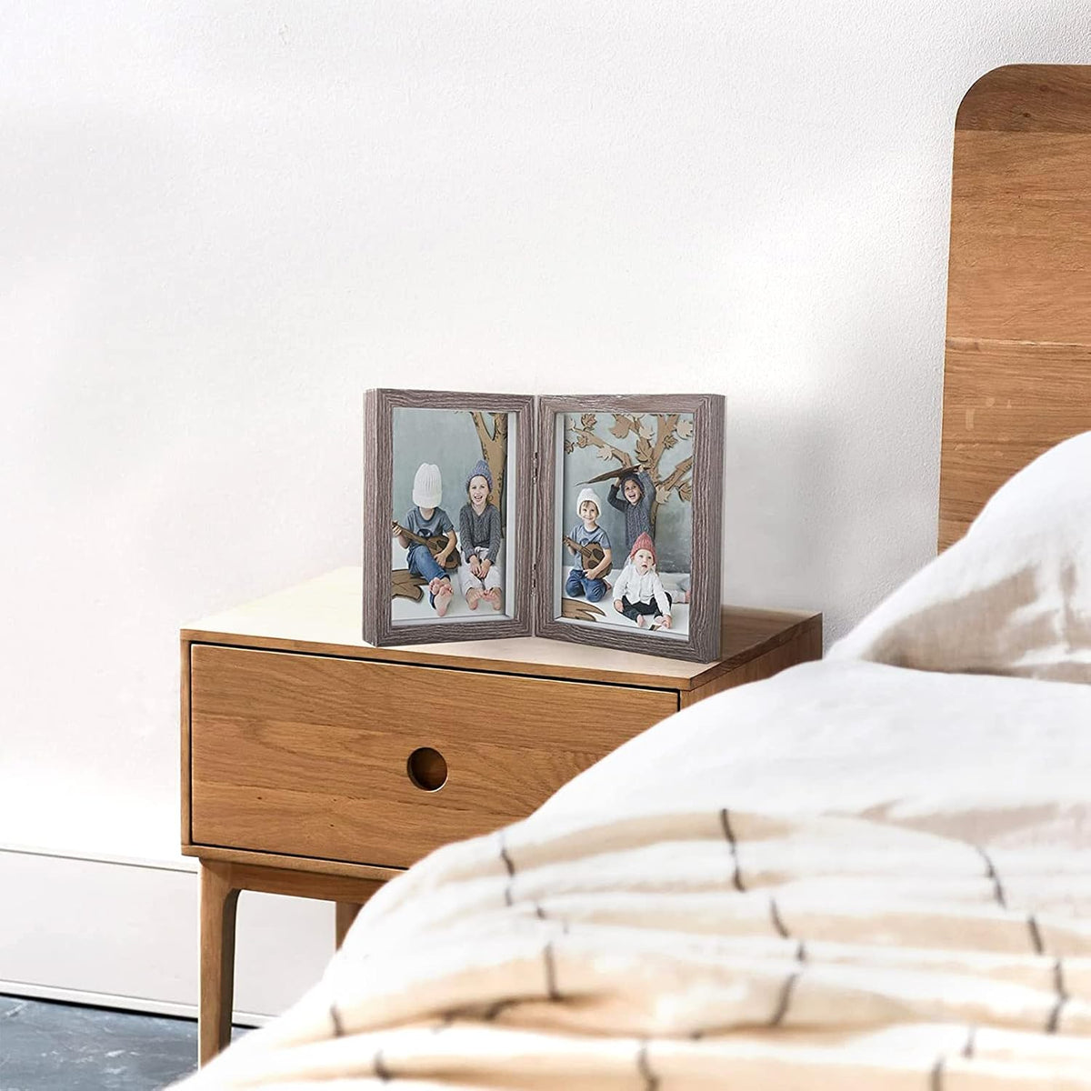 AVEAX Double 5x7 Picture Frame Grey Wood Photo Frame Shadow Box Frame