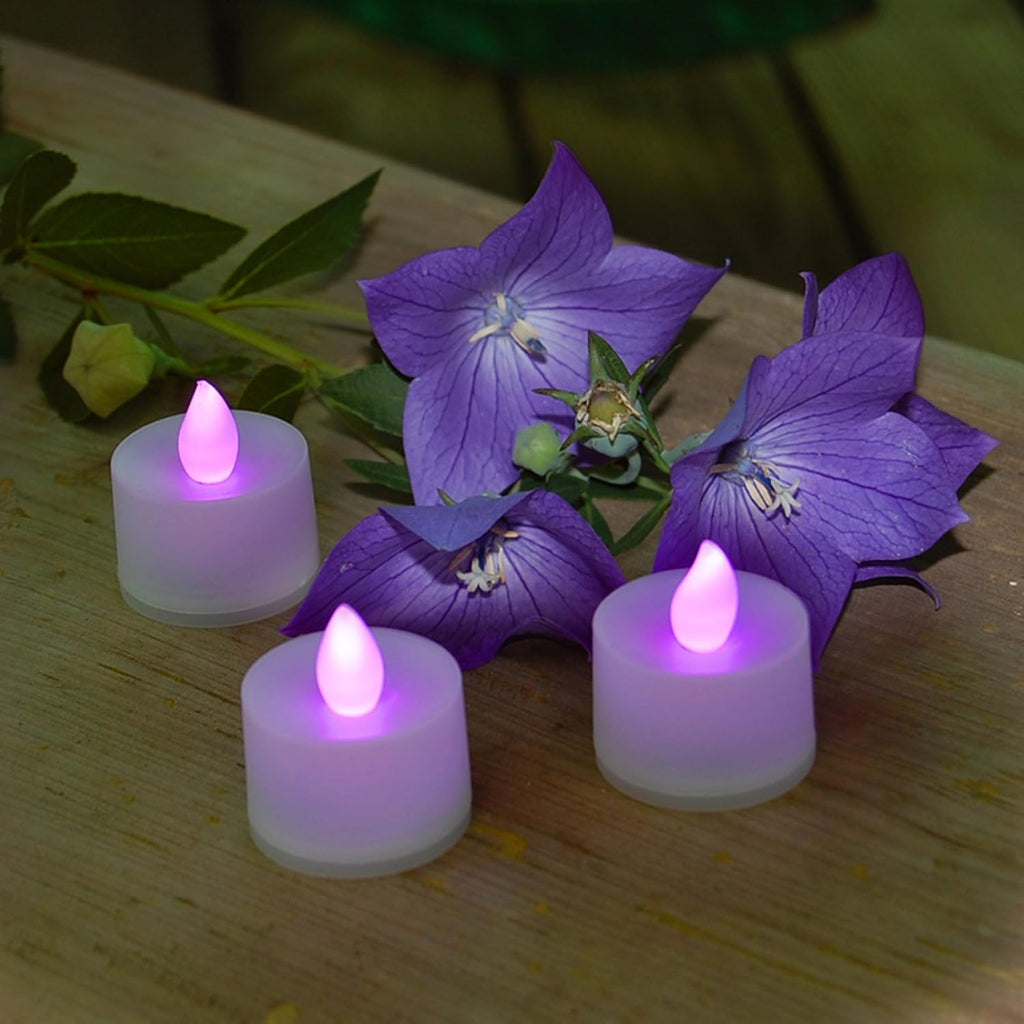 LumaBase Battery Operated Tea Light Candles, Red - Set of 12