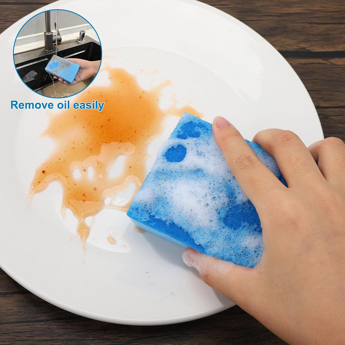 50 Pcs Individually Wrapped Sponges for Airbnb Apartment Blue
