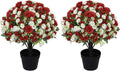 24" Artificial Potted Flowers for Outdoors, Silk Rose Faux Plants