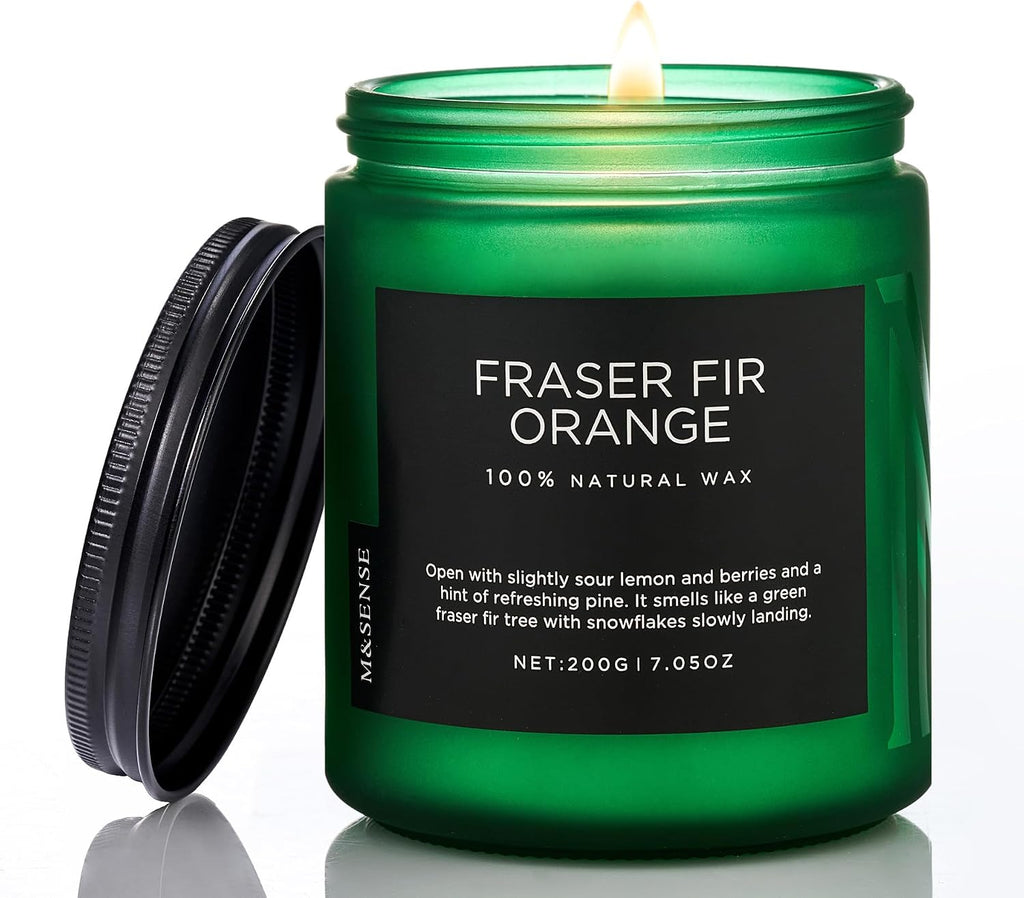 M&SENSE Fraser Fir Orange Non Toxic Christmas Scented Candles 7.05oz 50h