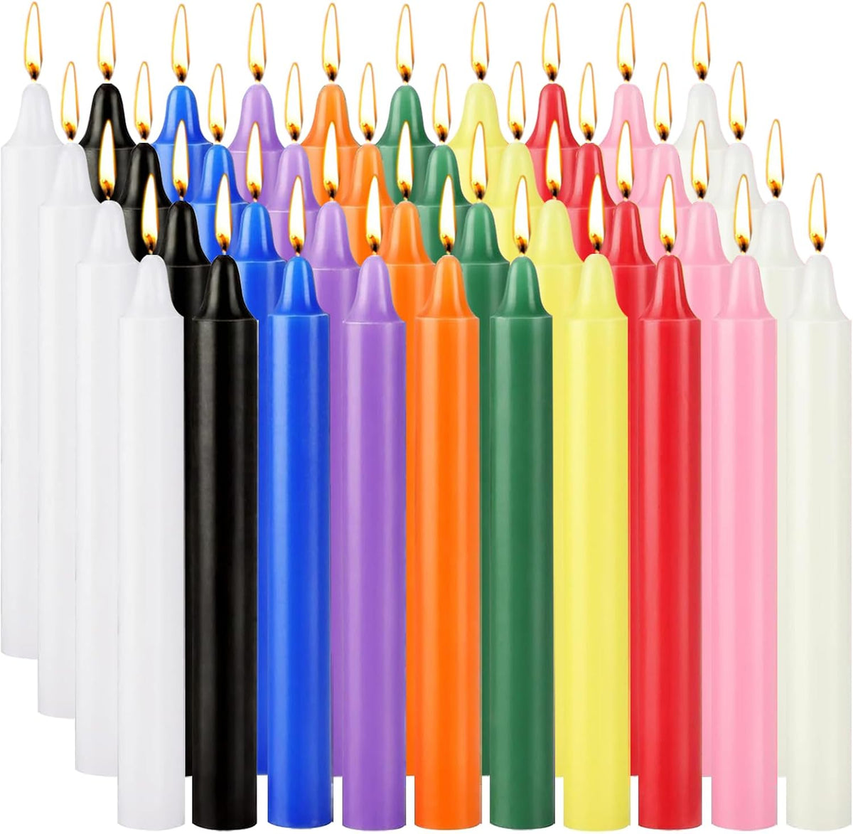 Spell Candles 40 Pack Bulk - 4 Inch Colored Mini Taper Candles for Rituals, Witchcraft & Wiccan Altar, Unscented Candles Compatible with Chime Holders, Prayer, Meditation, Birthday Decor