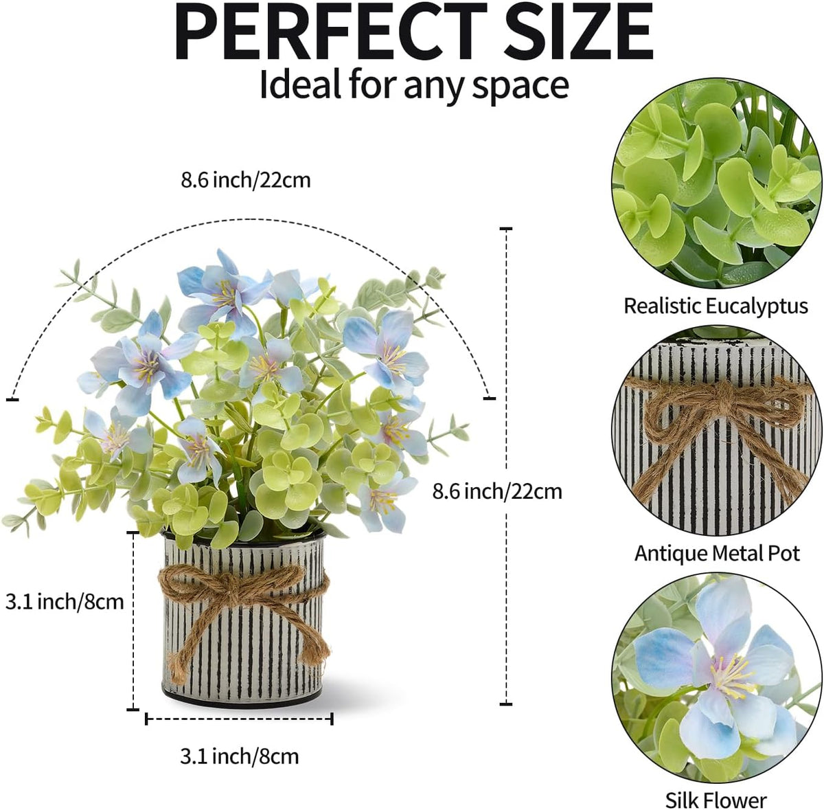 2 Pack Fake Potted Plants with Flowers,Spring Office Home Desk Decor