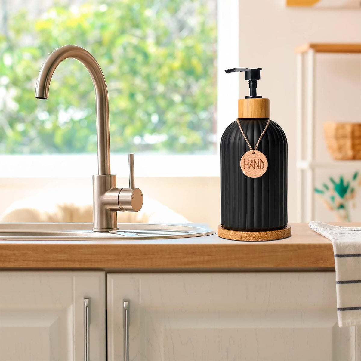 Organize Your Home with 8 Handmade Wooden Labels for Bottles - Dish, Hand, SOAP, Lotion, Shampoo, Conditioner, Body and FACE - Perfect for Soap Dispensers in Your Kitchen and Bathroom, Eulnars