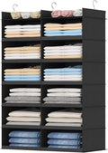 Lifewit 12 Sections Dual-Row Shelf Hanging Closet Storage Organizer, Black