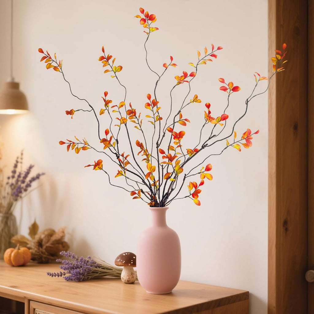 4 Pcs Fall Stems Artificial Ficus Branches Faux Eucalyptus Stems Fall Decor