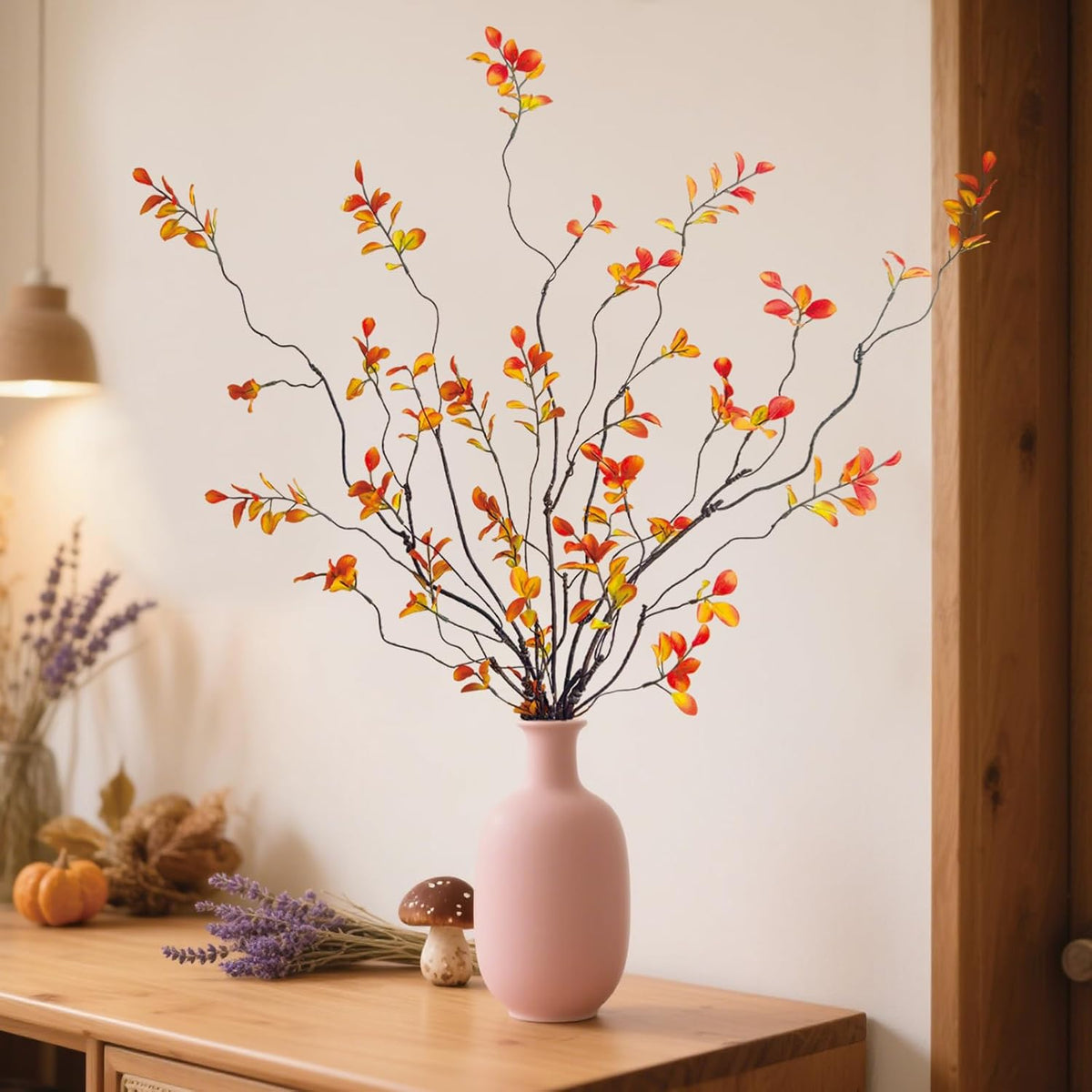 4 Pcs Fall Stems Artificial Ficus Branches Faux Eucalyptus Stems Fall Decor