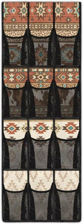 Aztec Tribal Pattern Hanging Shoe Organizer,Shoe Organizer Door Hanger with 12 Mesh Large Pockets,Behind Door Shoes Hang Holder Rack