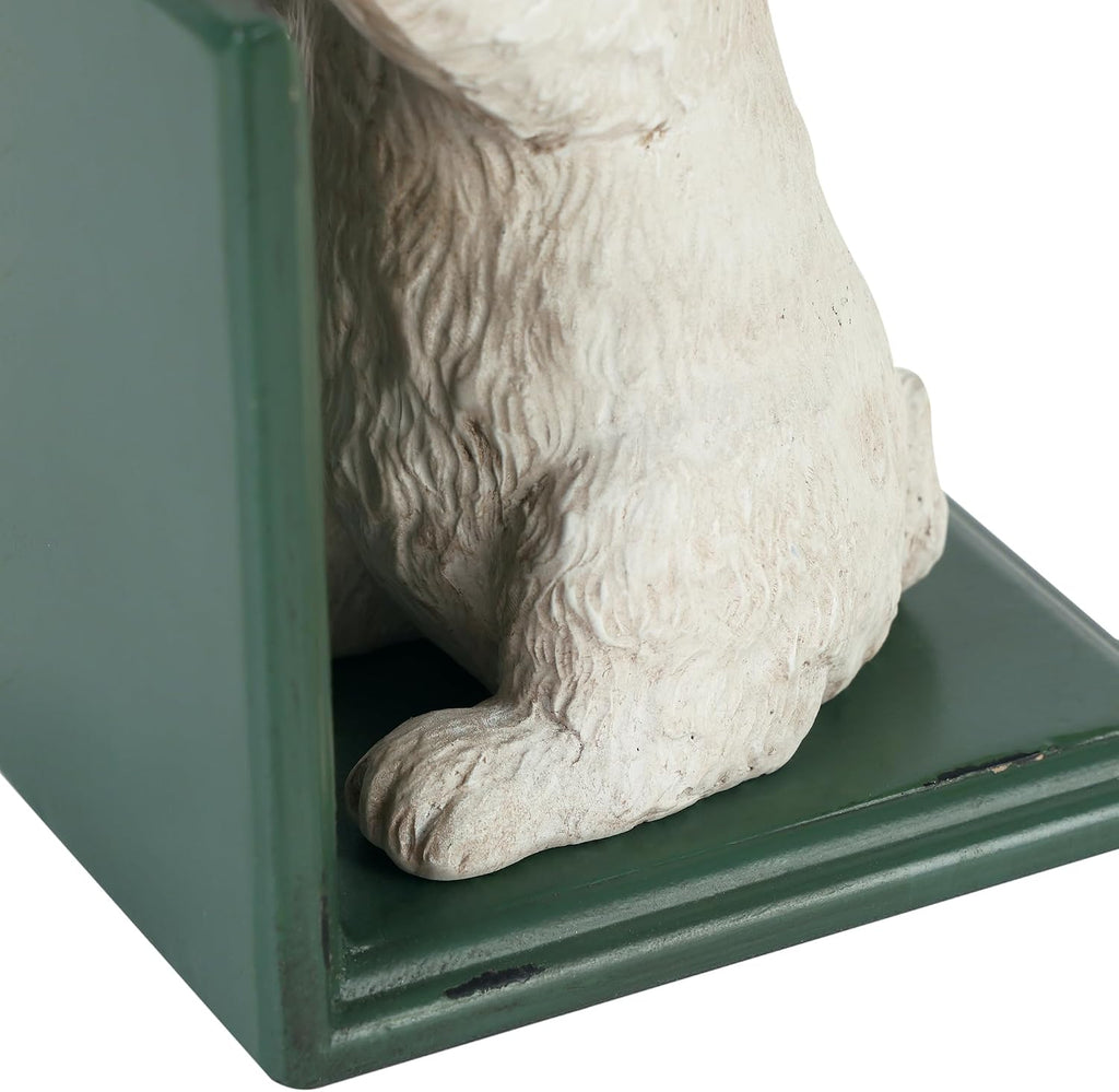 NIKKY HOME Heavy Duty Non Slip Rustic Bunny Metal Bookend Cute Rabbit Book Ends Book Stoppers for Easter Decor Home and Office Shelves