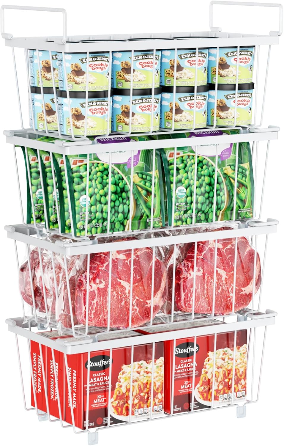 iSPECLE Freezer Organizer Bins - Storage Baskets for 5 to 7 Cu.Ft, 4 Pack