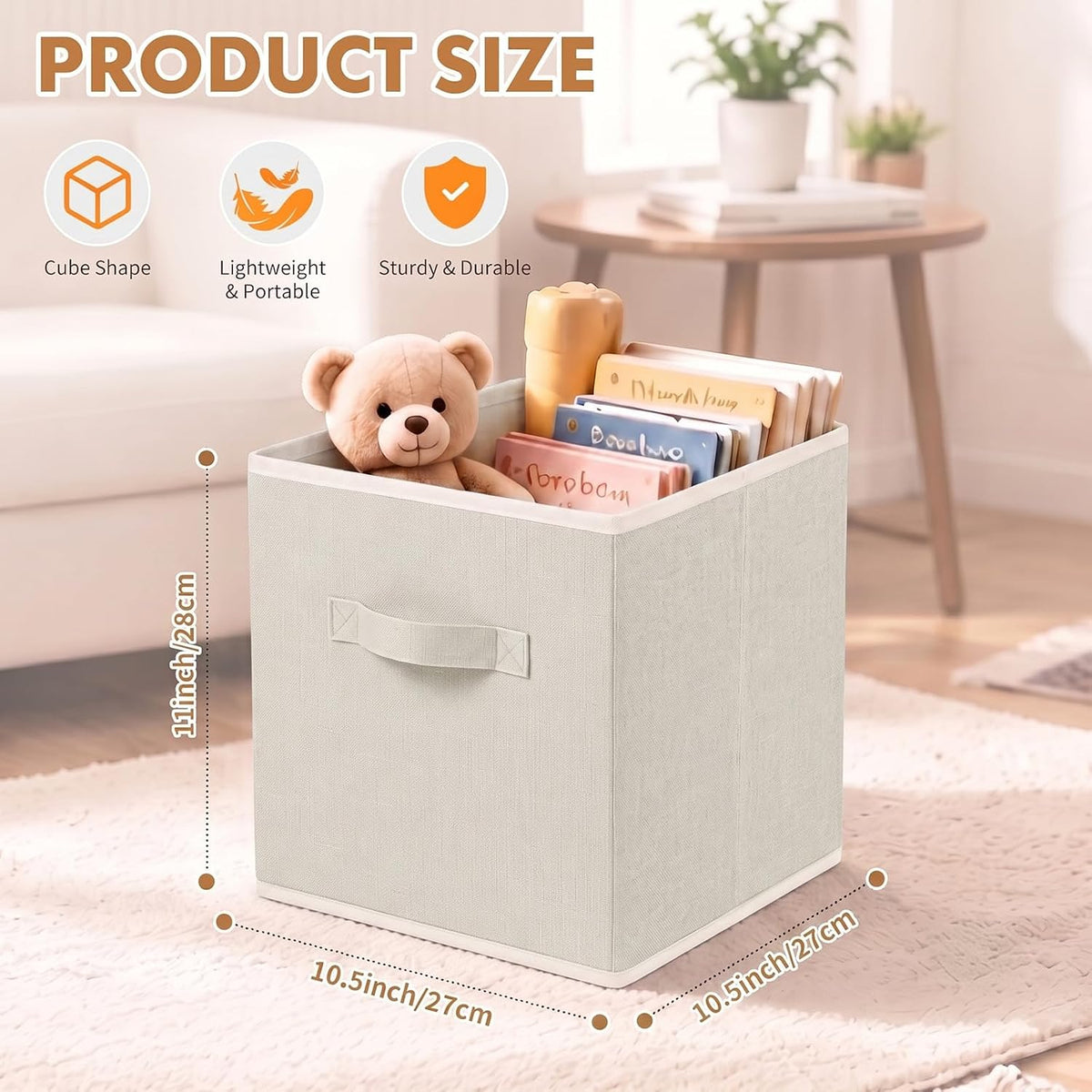 ShellKingdom Storage Bins, Foldable Linen Storage Cubes, 2 Pack (Beige)