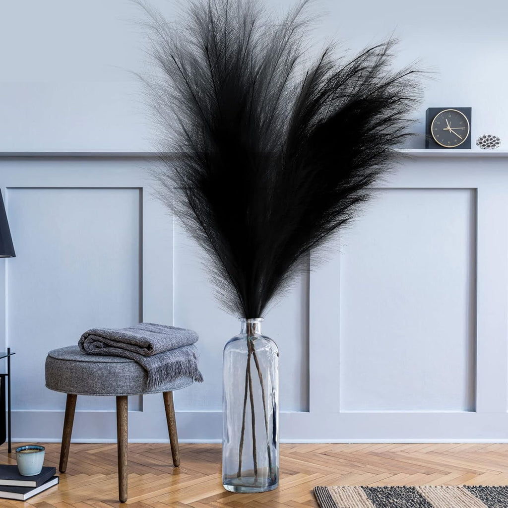 onecircle Black Pampas Grass,3 pcs of 43'' Dried Pampas Grass with Tall and Fluffy Decor Suitable for Boho Décor (Black)