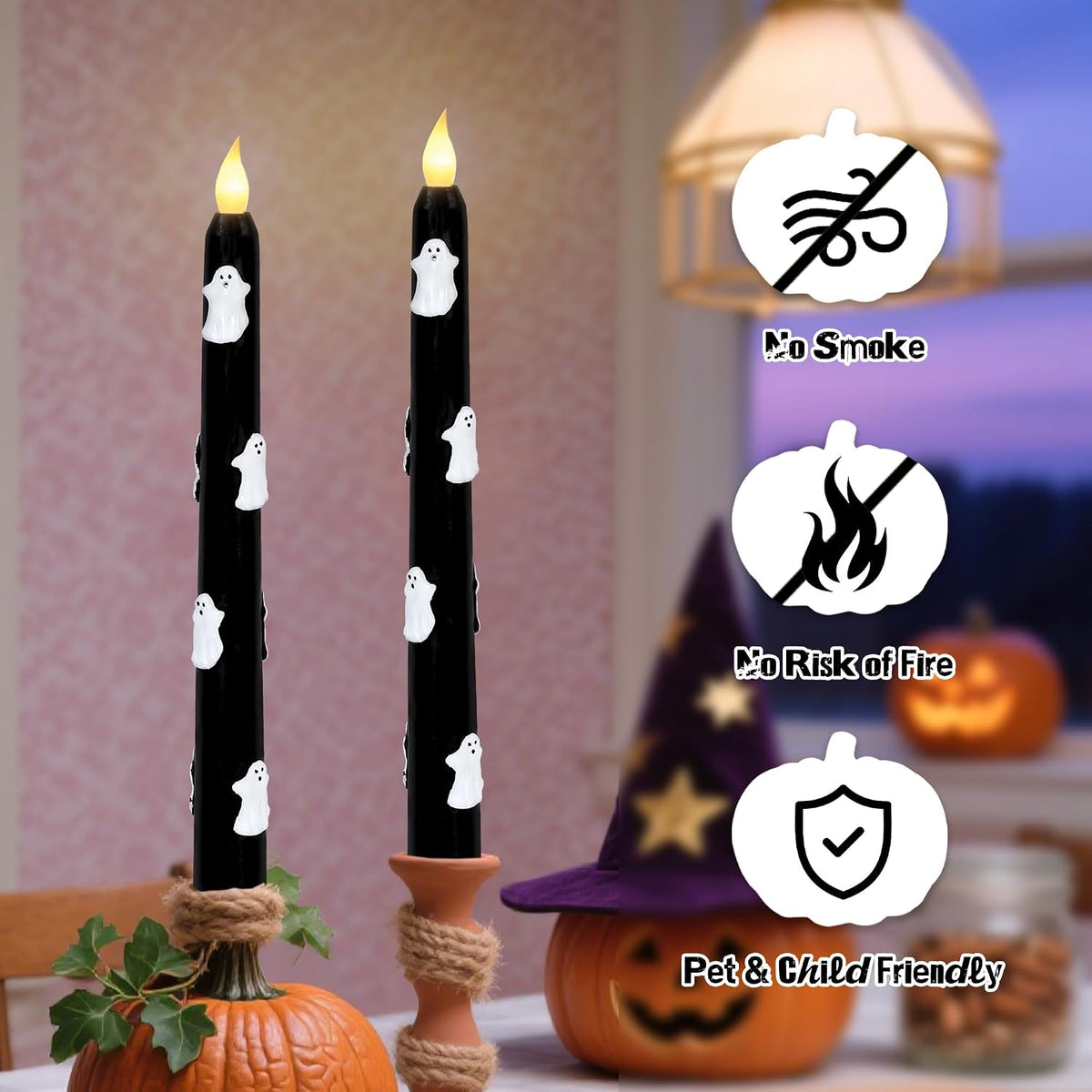 Impress Life Halloween Flameless Taper Candles with Remote