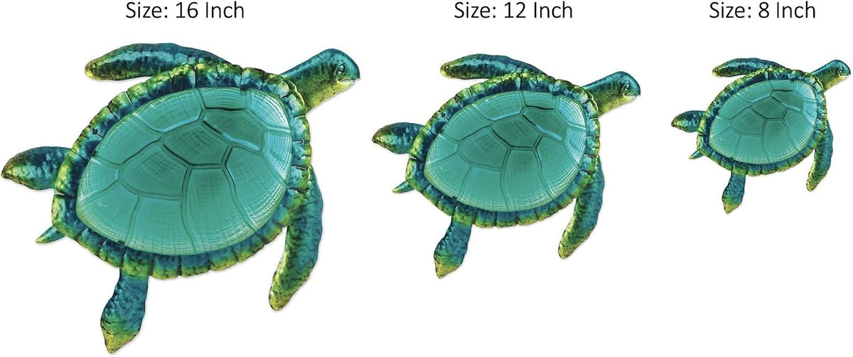 Comfy Hour 16 Inch Sea Turtle Wall Decor, Metal Wall Art, Set of 3