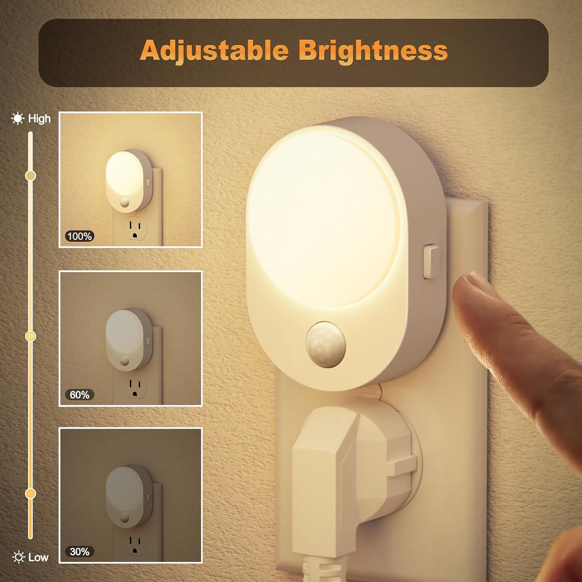 JandCase Motion Sensor Night Light, 4 Pack Motion Activated Sensor
