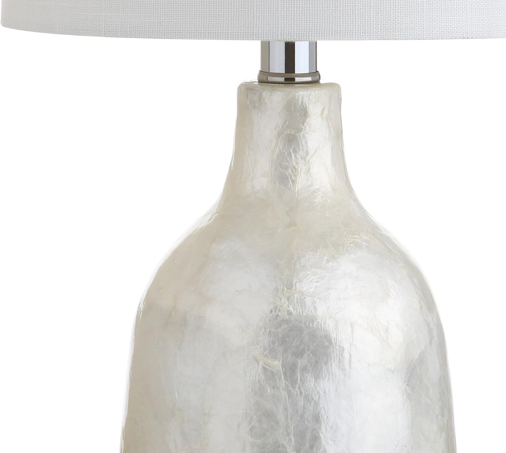 JONATHAN Y Lucille 21" Capiz Seashell Table Lamp, Pearl White
