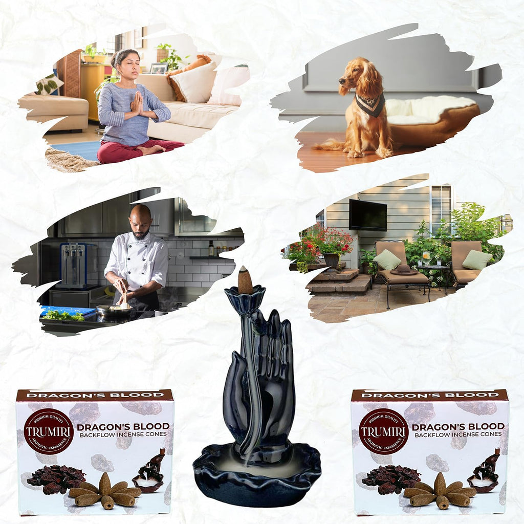 Dragons Blood Backflow Incense Cones - Total 20 Incense Cones Waterfall - Dual Pack of 10 Incense Backflow Cones - Waterfall Incense Cones - Incense Waterfall Cones
