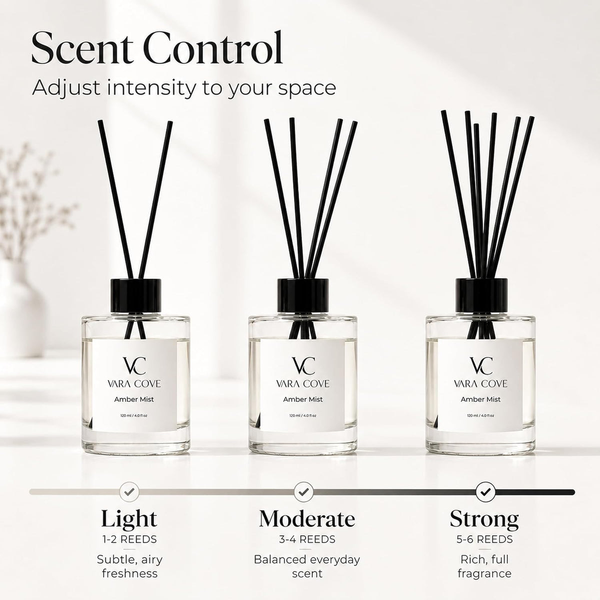 Reed Diffuser Set 3 Pack Premium Reed Diffusers Amber Mist, Crisp Cedar & Forest Moss Scents Long Lasting Home Fragrance Gift Set for Bathroom, Home & Office