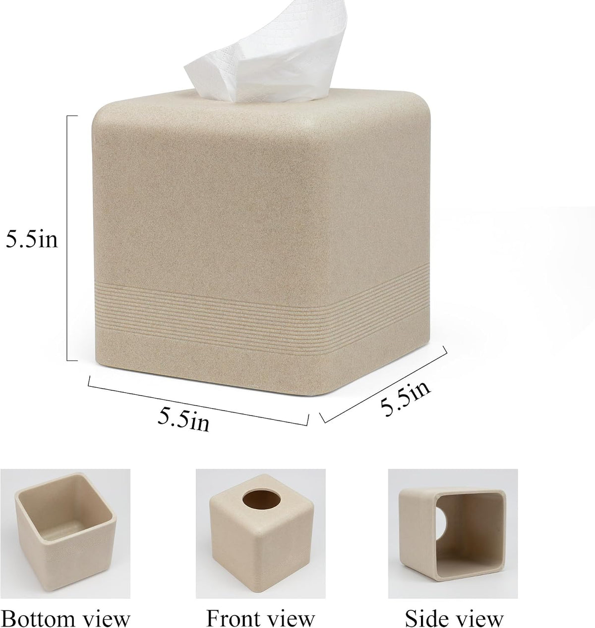 YMXYJM Resin Tissue Box Cover, Modern Square Holder, Beige
