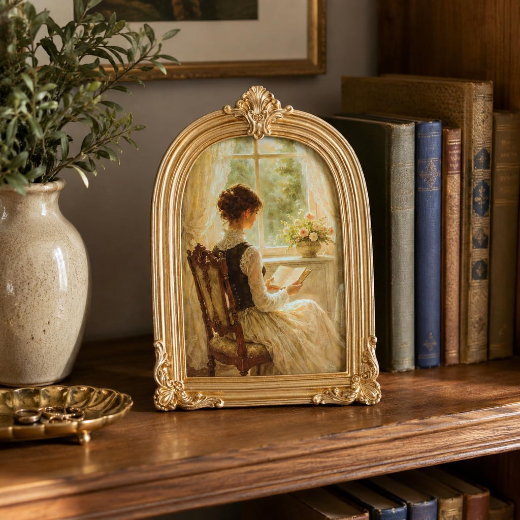 Vintage Picture Frame, Gold Photo Frame Arched, Gold, 5x7 Inch