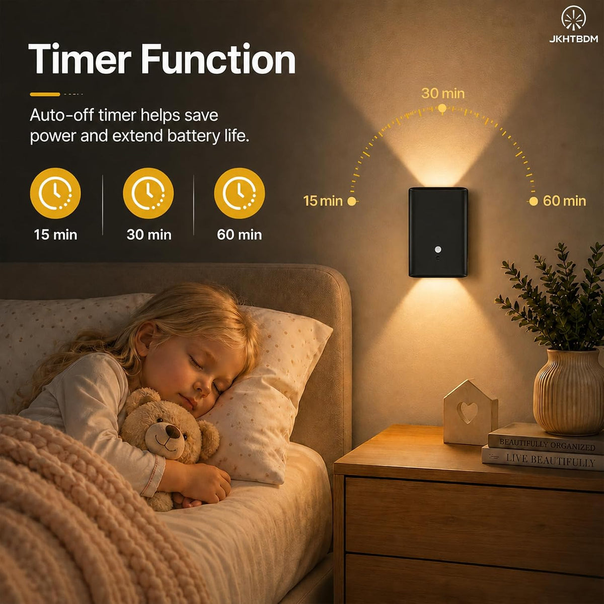 Motion Sensor Night Lights, Wireless Rechargeable Stair Lights Indoor, 5000mAh Battery, 3 Color Temperatures & Stepless Dimming, LED Night Lights for Stairs, Hallway, Kitchen, Closet, Cabinet (2 Pack)