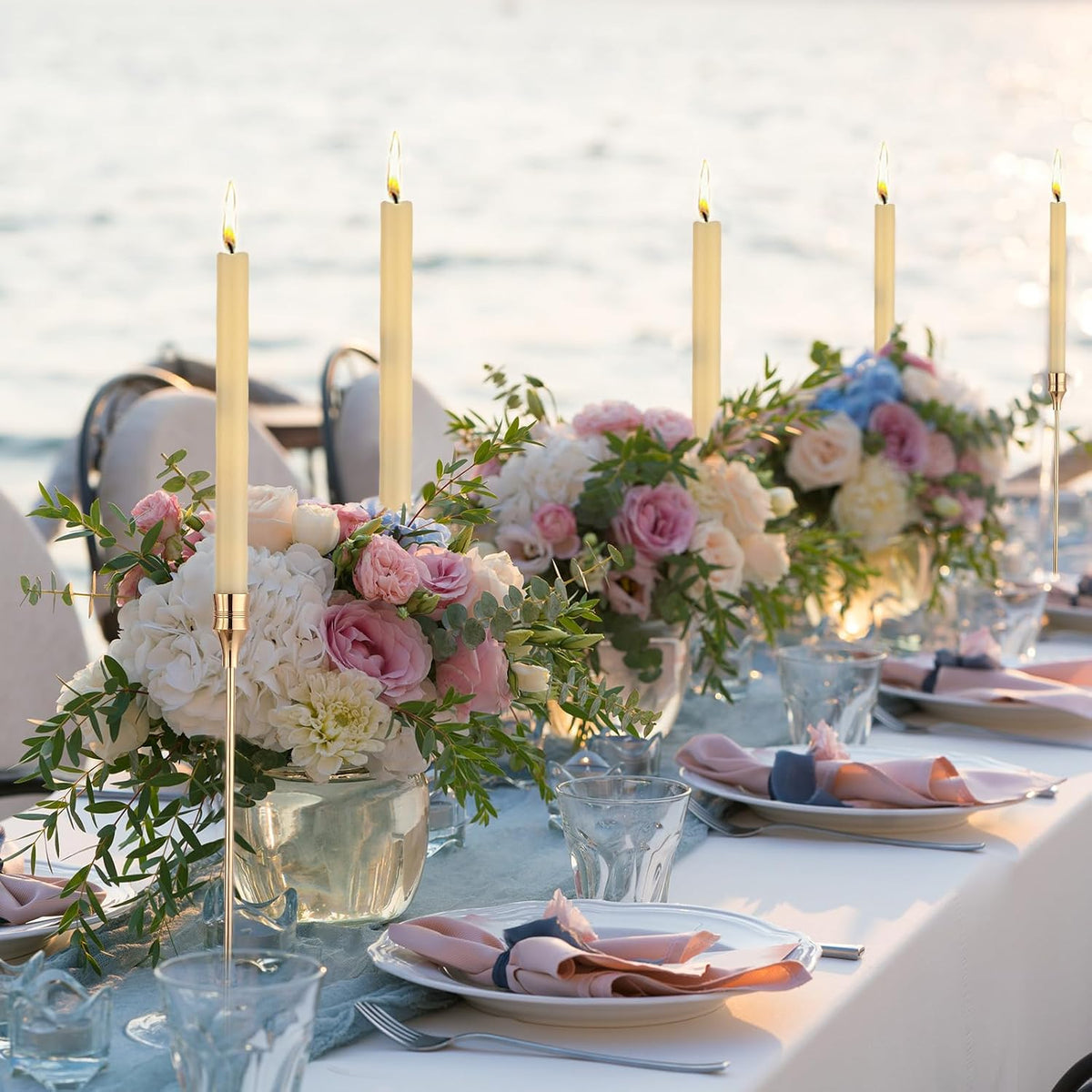 Yaomiao 30 Pcs Gold Candlestick Holders Metal Taper for Wedding Table