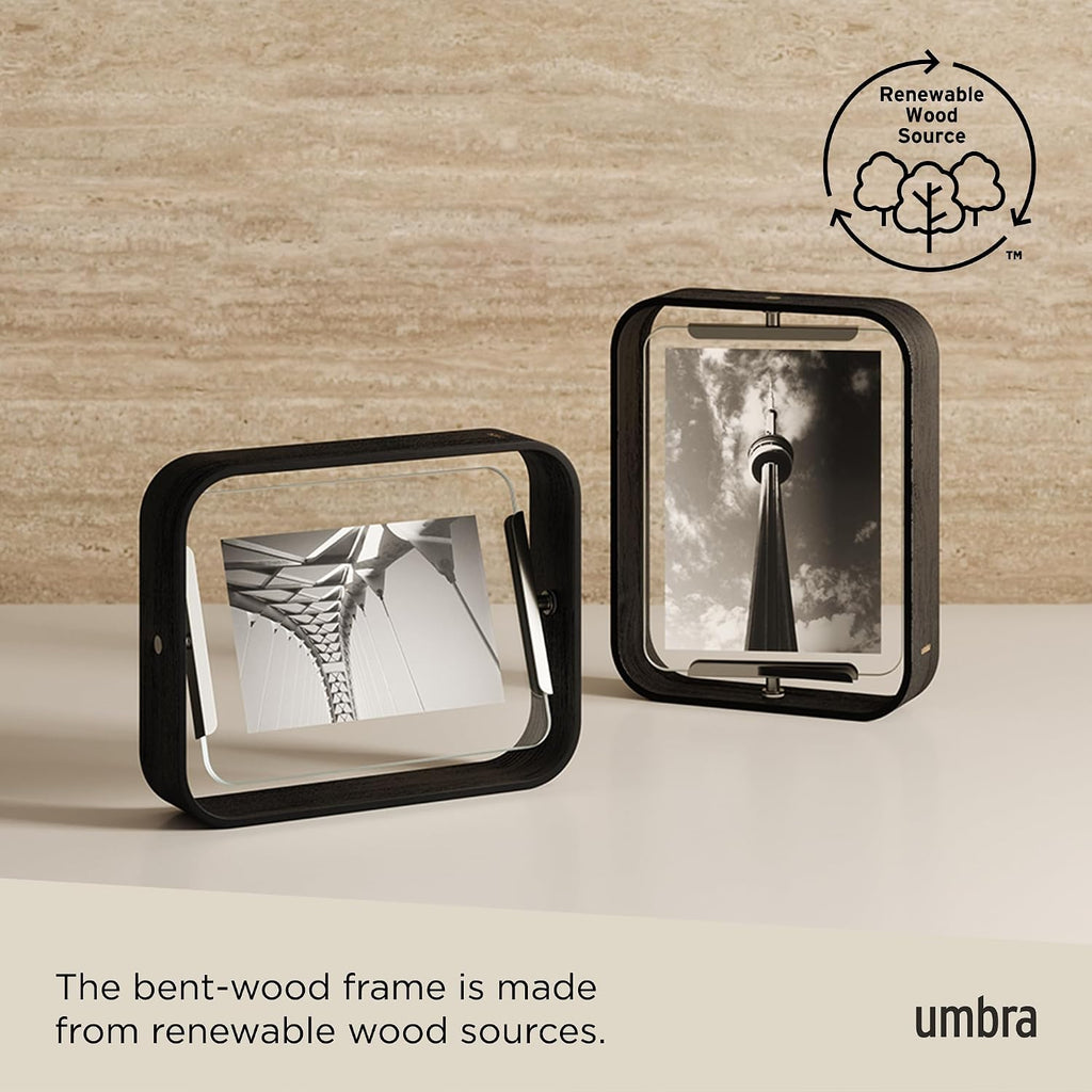 Umbra Bellwood Desk Picture Frame, Rotating Double Sided, 5x7, Black