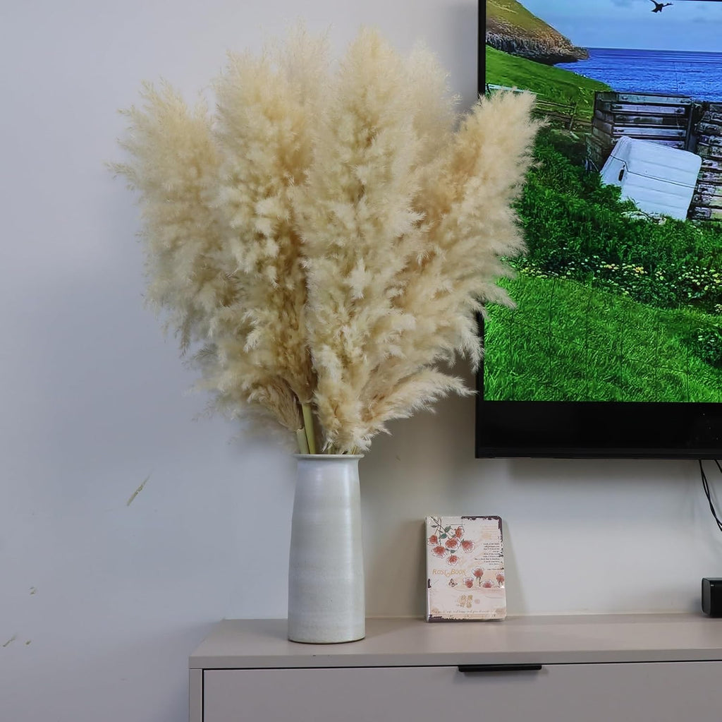 Pasuvsigt 15Pcs 40 Inch Dried Pampas Grass Fluffy Stem Home Wedding Decor