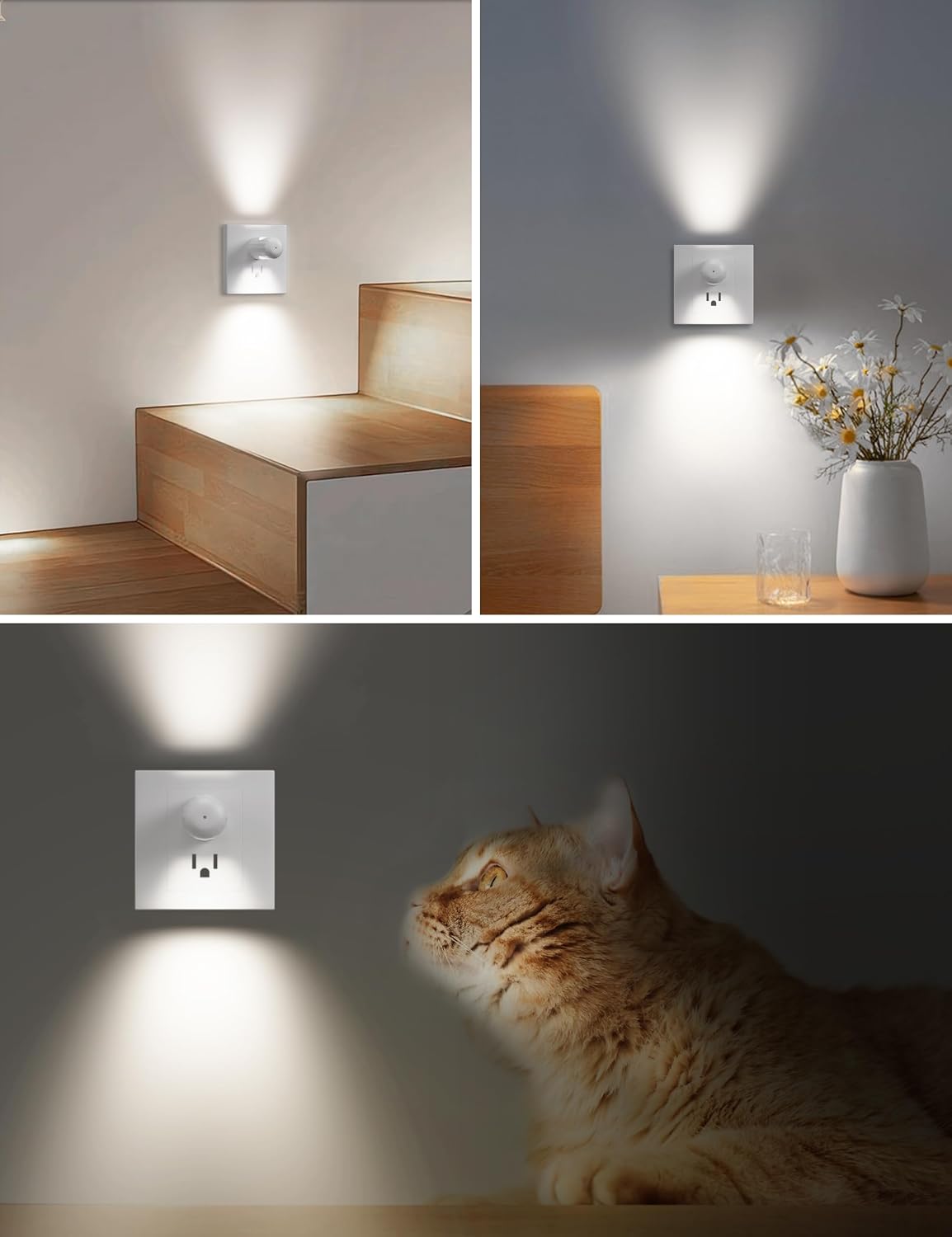 GEPLAD 6-Pack LED Night Light Plug-in Wall with Dusk-to-Dawn Light Sensor