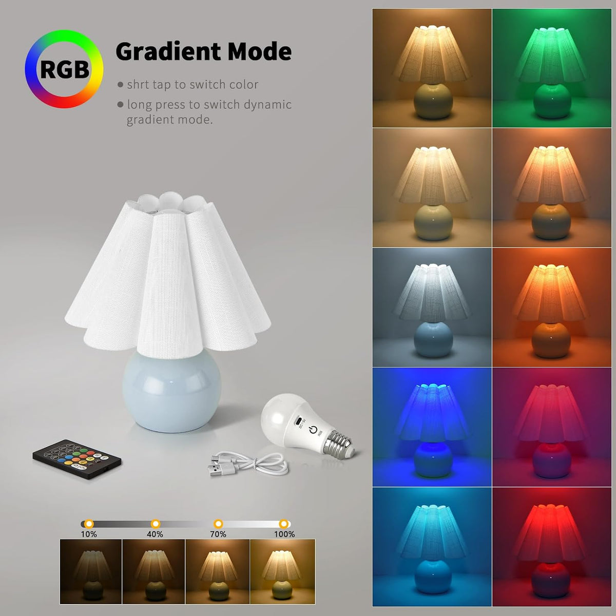 Rechargeable Crodless Small Table Lamp, Battery Operated Remote Control LIght Blue Mini Cute Table Lamps for Bedroom Nightstand, Cute Small Table Lamp for Small Spaces for Kitchen Counter, Bookshelf