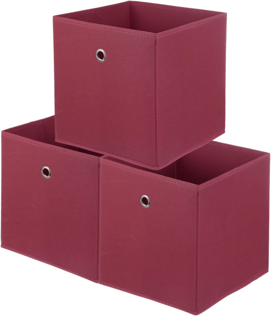 uxcell 3 Pack Storage Cubes 11x11x11 for Organizing Dark Red