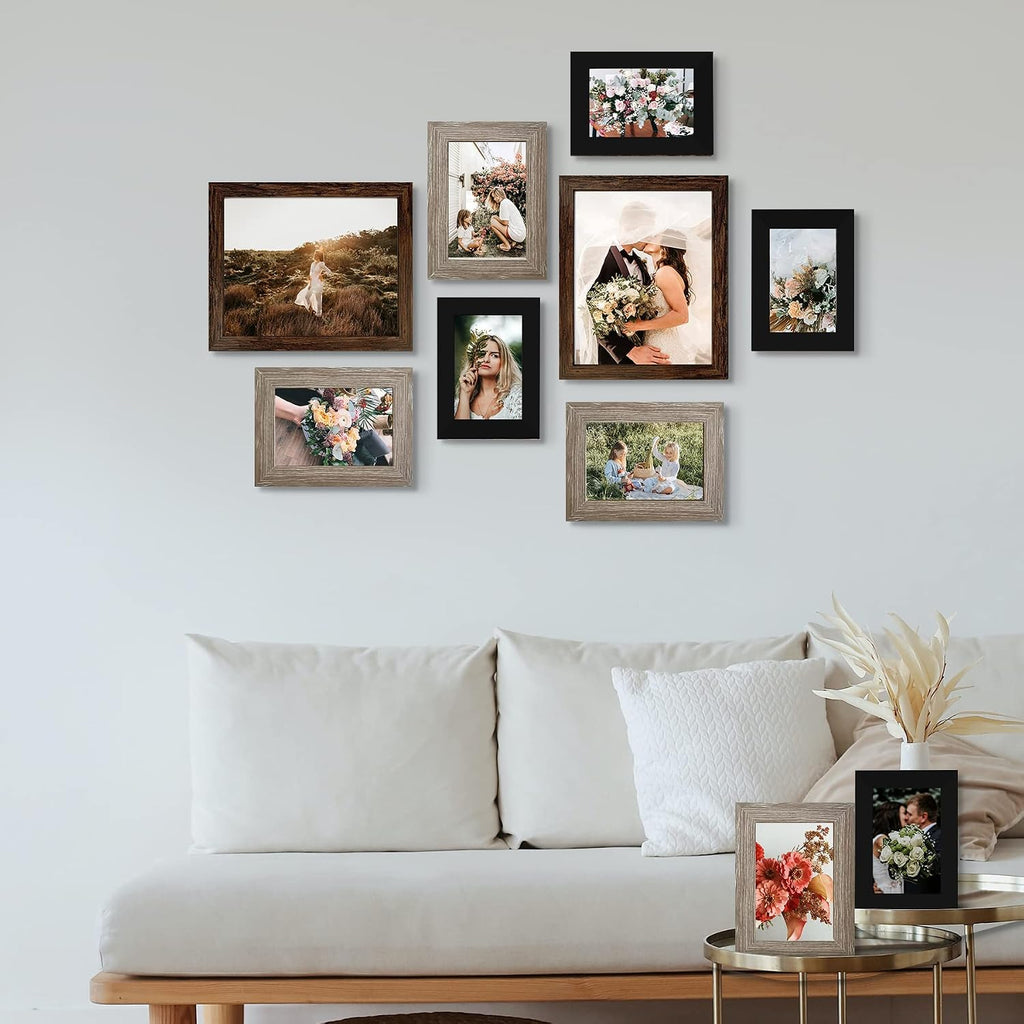 LUCKYLIFE Gallery Wall Frame Set, Picture Frames Collage 10-Pack for Wall or Tabletop with 8x10 5x7 4x6 Frames in 3 Different Finishes